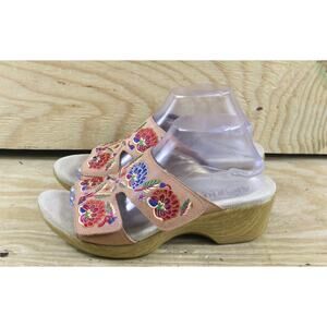 Alegria Womens Shoes 10 Multi Leather Floral Moxi Embroidered Wedge Sandals